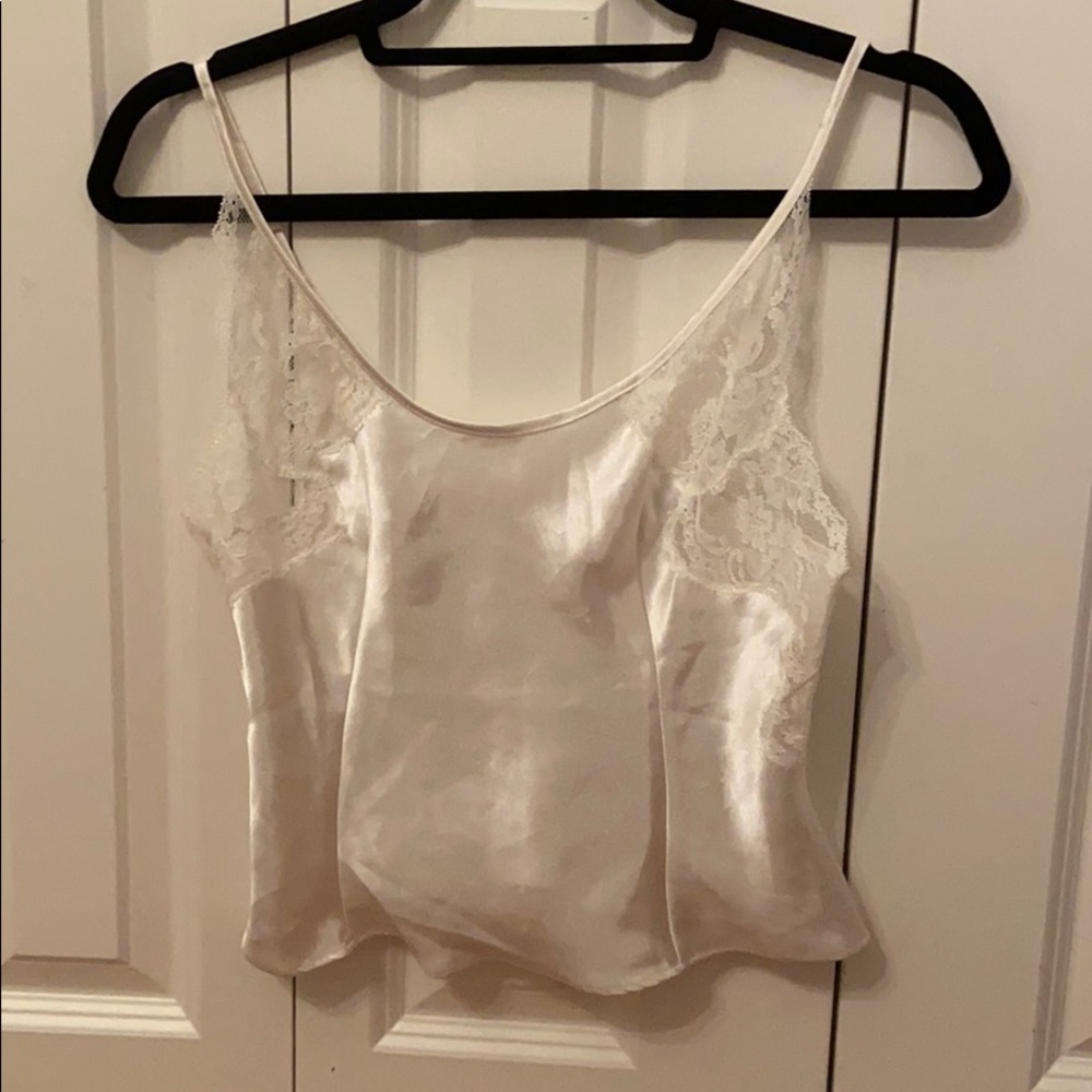 Victoria Secret satin white crop top, S